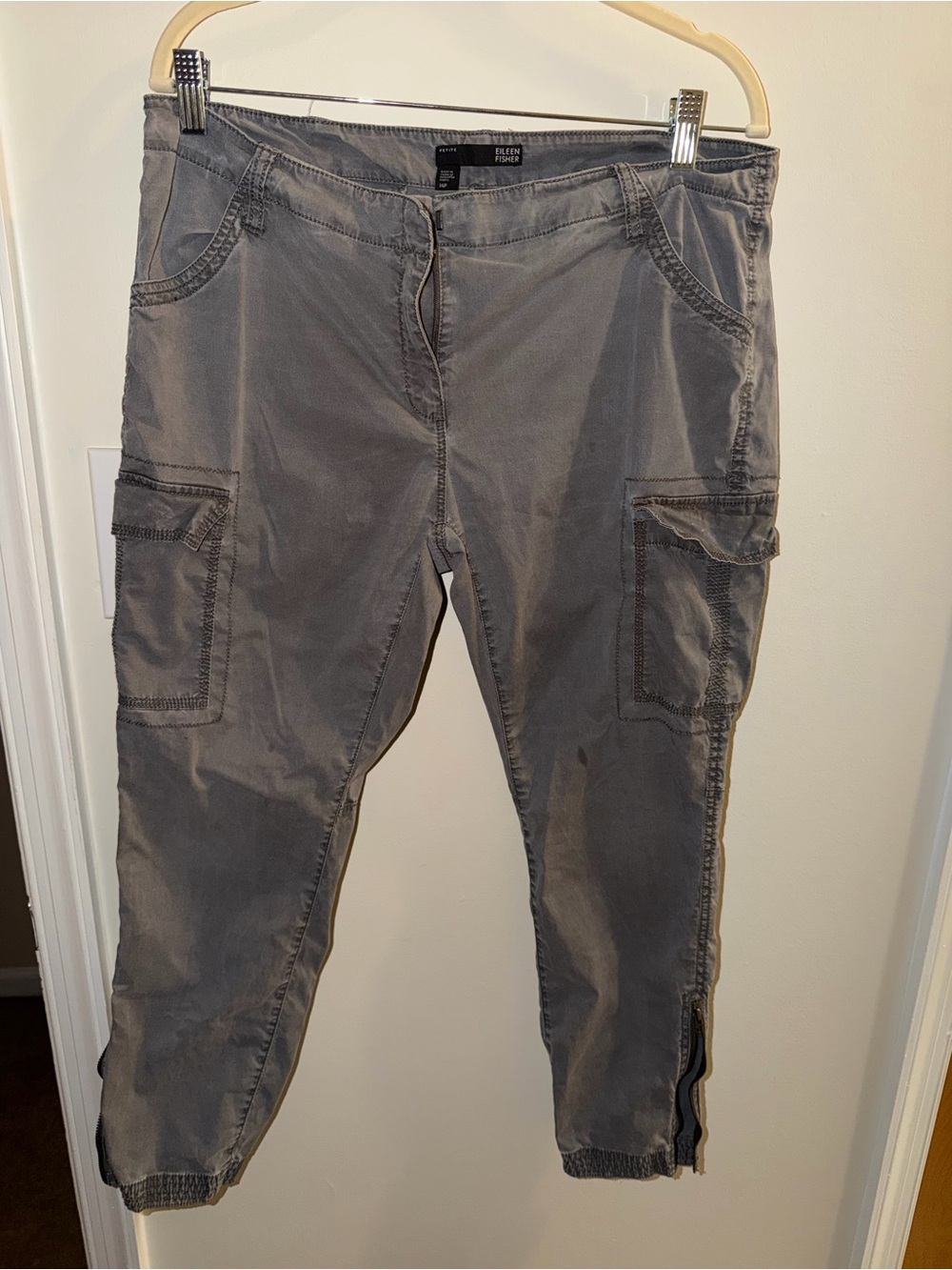 Eileen Fisher Gray Relaxed Cargo Boyfriend Jeans